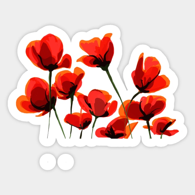 Poppy flowers illustration Sticker by covostudio